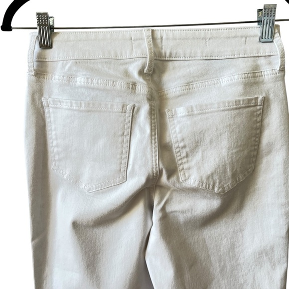 NYDJ MARILYN STRAIGHT JEANS 2 OPTIC WHITE FRAY HEM CROPPED STRETCH SUMMER CHIC - Picture 5 of 11